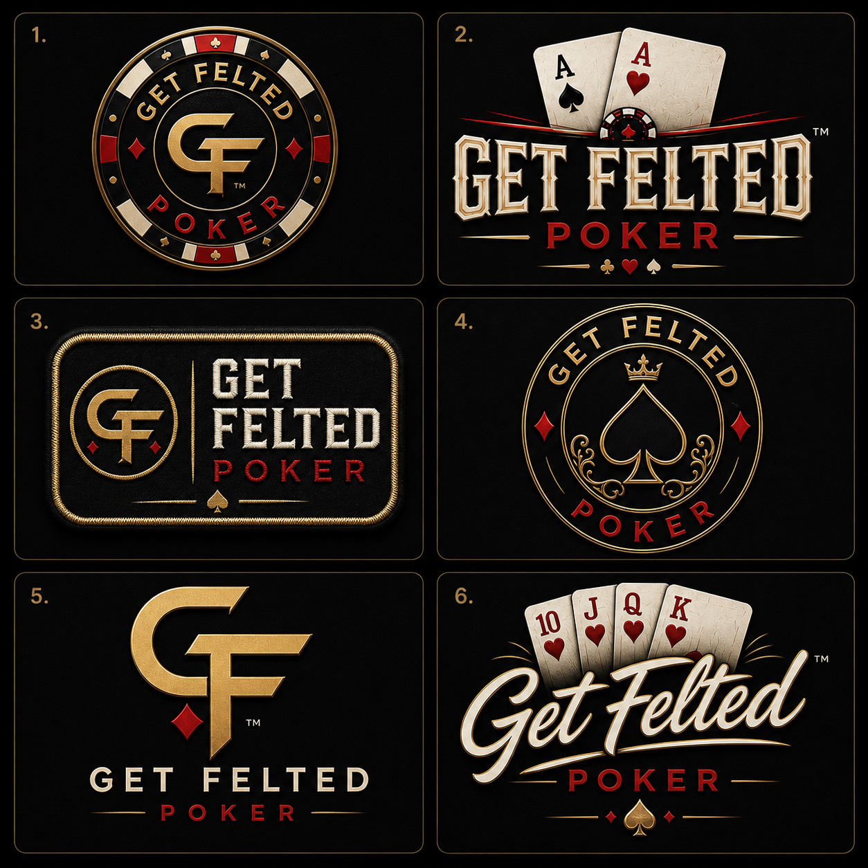 Six new Get Felted Poker logo concept directions